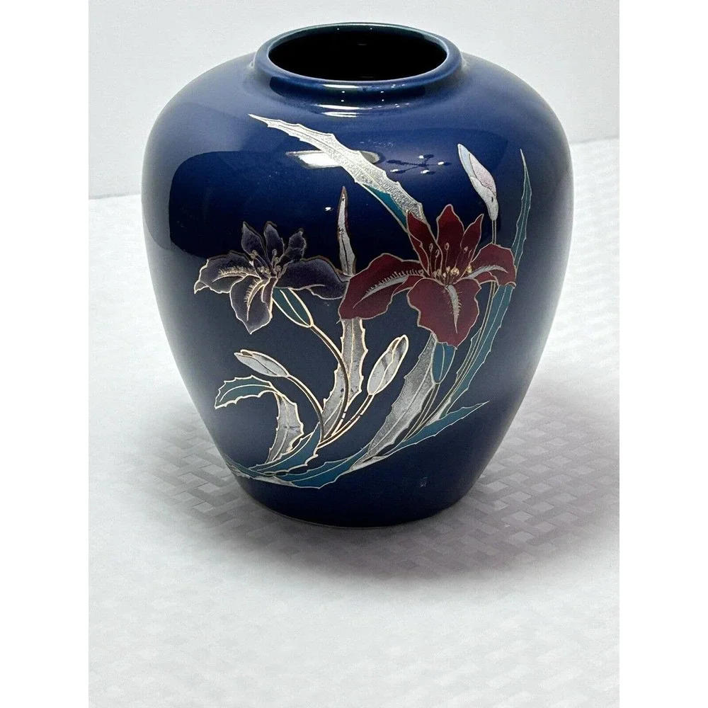 Vintage Shady Colbalt Blue Iris Ginger‎ Vase